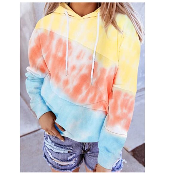 Sweaters - NWT Colorblock Tie-Dye Slouchy Sweatshirt Hoodie